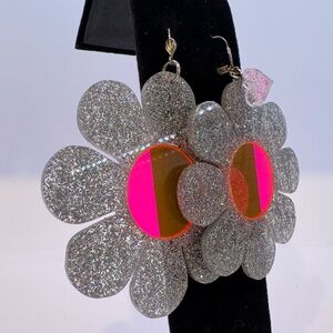 Groovy Glitter Color Flower Earrings